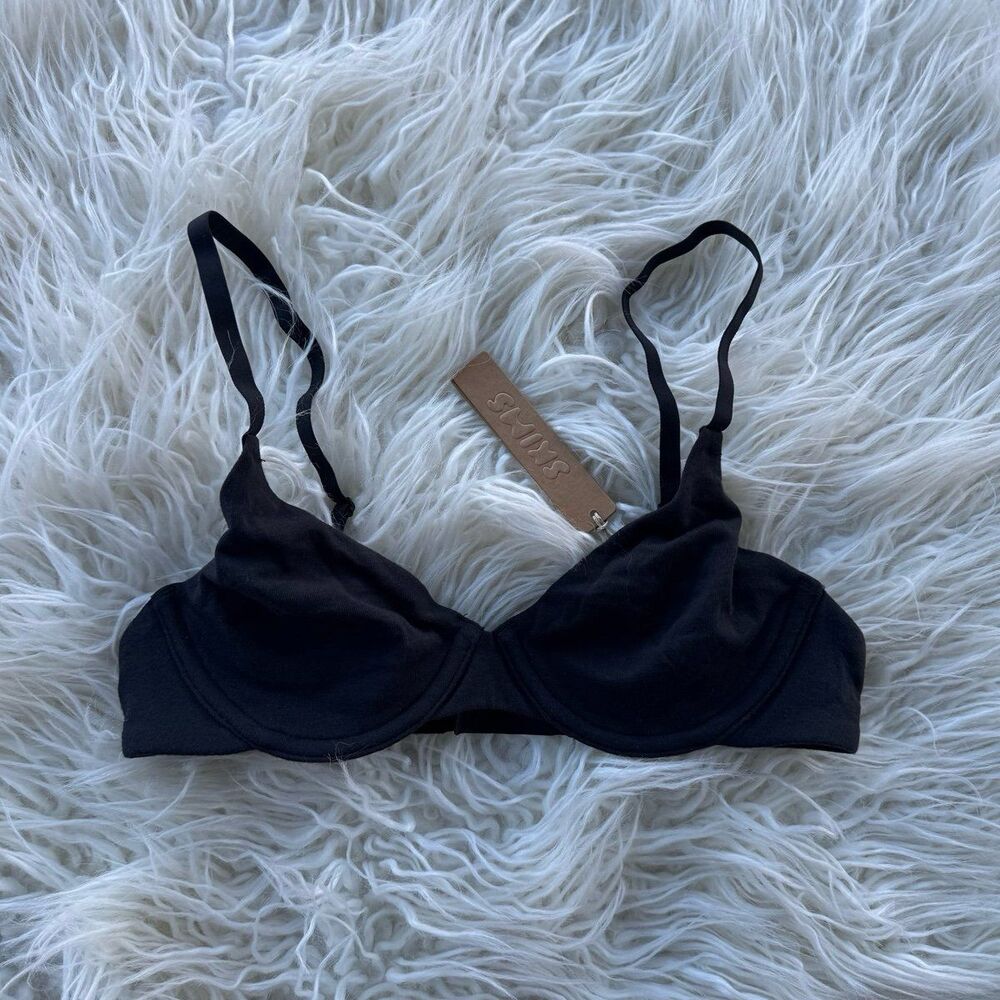 Skims Cotton Jersey T-shirt Bra Soot Size 30B